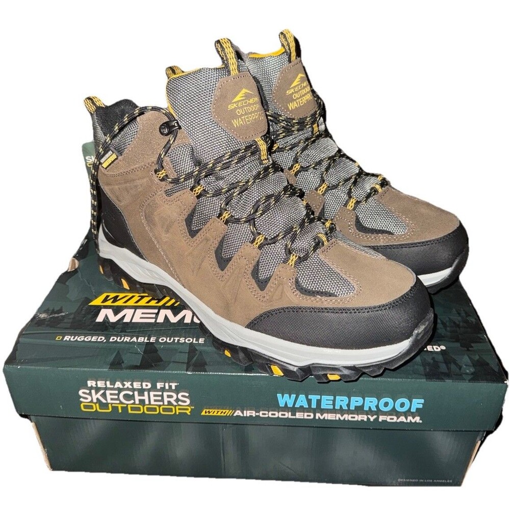 NEW Skechers Men's Size 11.5 Waterproof Boots Rickter Branson Khaki Brown 204910